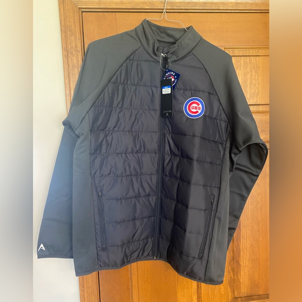 NWT mens Jacket Chicago cubs Antigua XL baseball black/ smoke color MLB